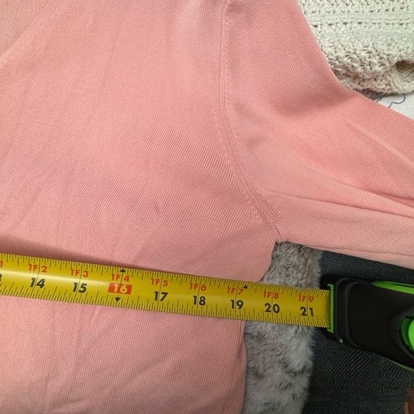 VTG JOSEPH A Pink Button Up Cardigan Abalone Shell Buttons Preppy Chic Girly XL - Picture 10 of 11